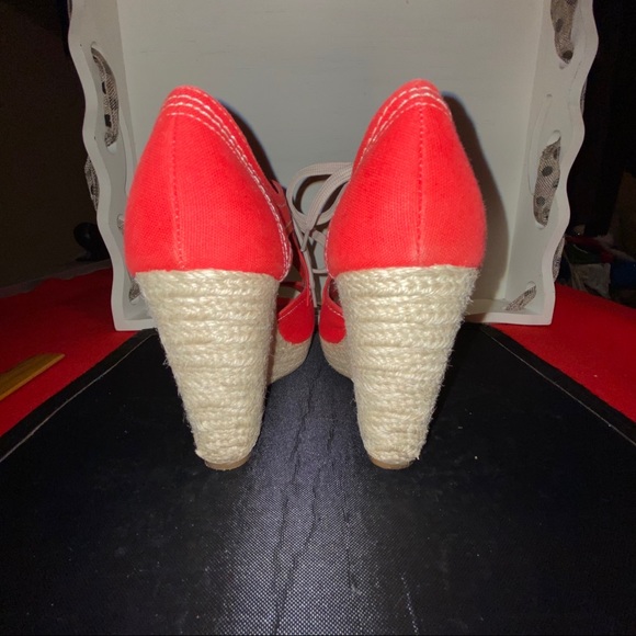 Call it Spring Orange tie wicker heel wedges 8 - Picture 5 of 11